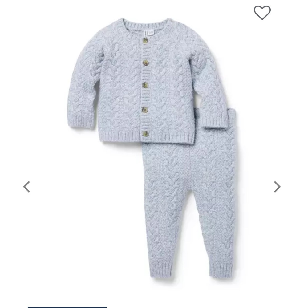 Janie and Jack Light Blue Cable Knit Baby Outfit